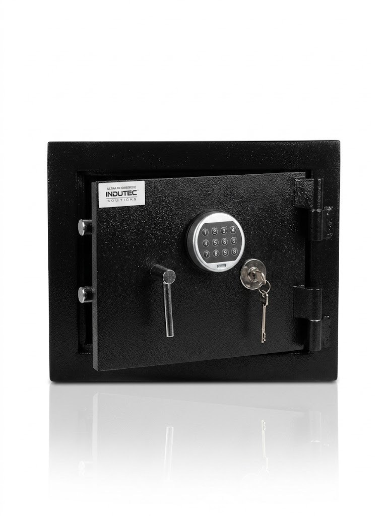 caja fuerte de empotrar con cerradura digital electrónica de seguridad blindada.